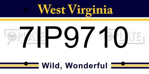 7IP9710 West Virginia License Plate