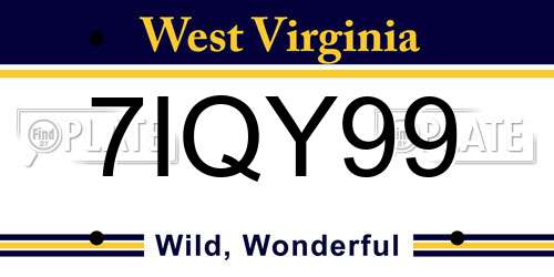 7IQY99 West Virginia License Plate