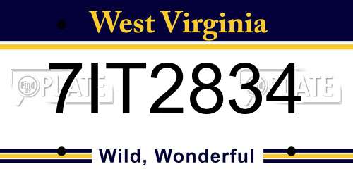 7IT2834 West Virginia License Plate