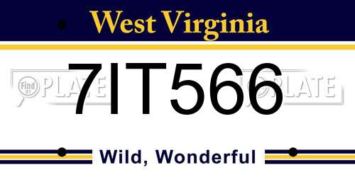 7IT566 West Virginia License Plate