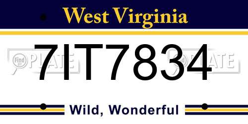 7IT7834 West Virginia License Plate
