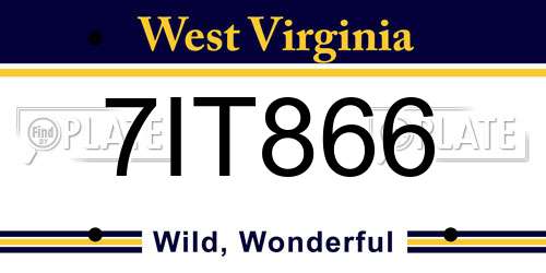 7IT866 West Virginia License Plate
