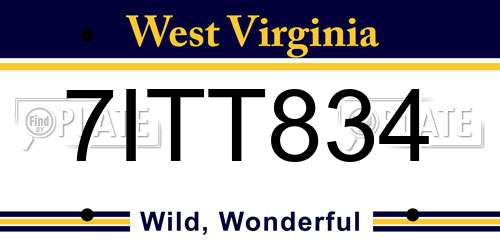 7ITT834 West Virginia License Plate