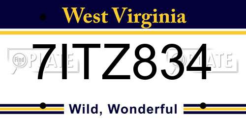 7ITZ834 West Virginia License Plate