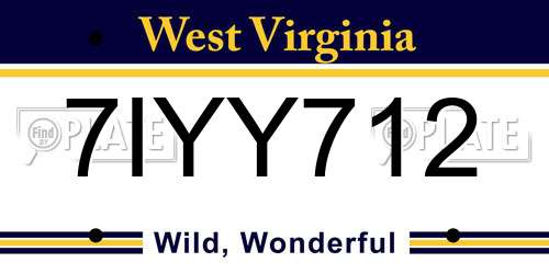 7IYY712 West Virginia License Plate