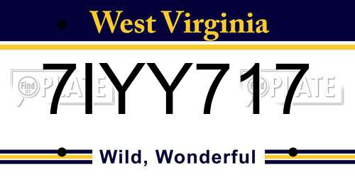 7IYY717 West Virginia License Plate