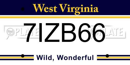 7IZB66 West Virginia License Plate
