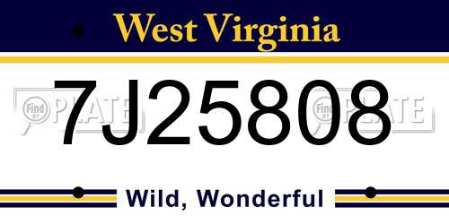 7J25808 West Virginia License Plate