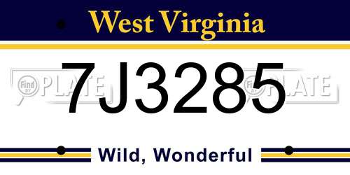 7J3285 West Virginia License Plate