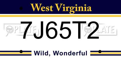 7J65T2 West Virginia License Plate