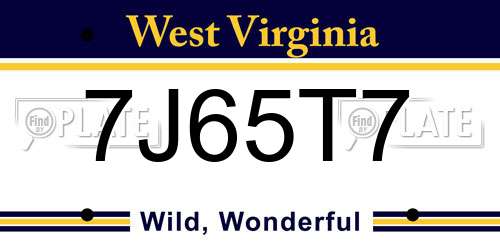 7J65T7 West Virginia License Plate