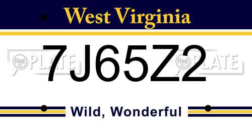 7J65Z2 West Virginia License Plate