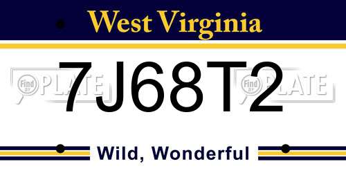 7J68T2 West Virginia License Plate
