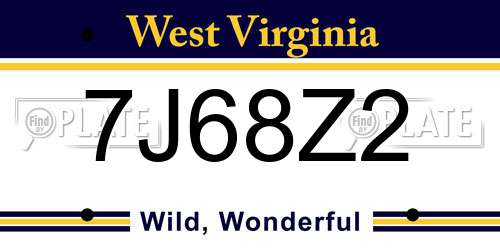 7J68Z2 West Virginia License Plate