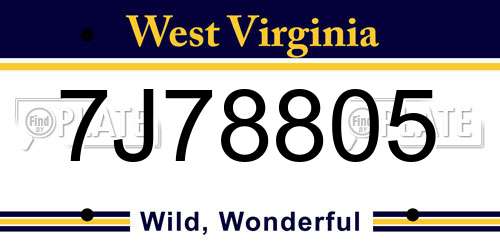 7J78805 West Virginia License Plate