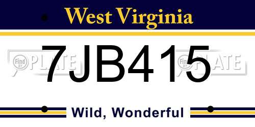 7JB415 West Virginia License Plate