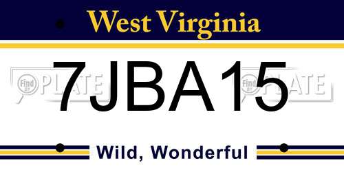 7JBA15 West Virginia License Plate