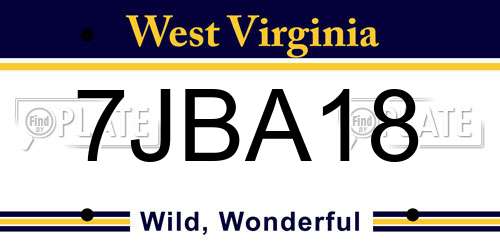 7JBA18 West Virginia License Plate