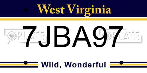 7JBA97 West Virginia License Plate