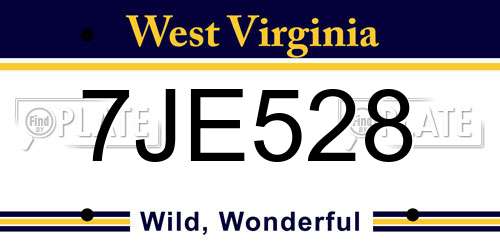 7JE528 West Virginia License Plate