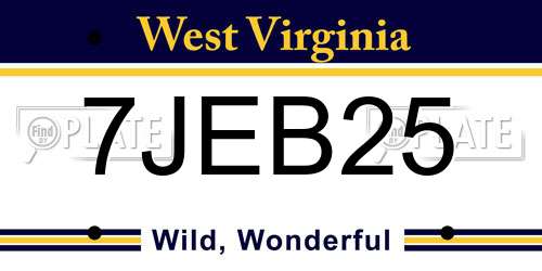 7JEB25 West Virginia License Plate