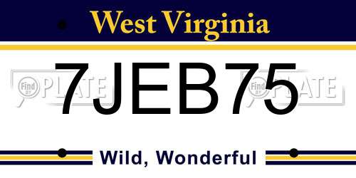 7JEB75 West Virginia License Plate
