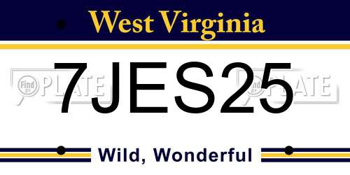 7JES25 West Virginia License Plate