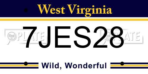 7JES28 West Virginia License Plate