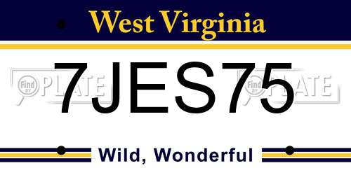 7JES75 West Virginia License Plate