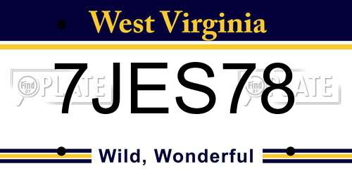 7JES78 West Virginia License Plate