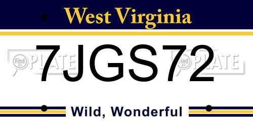 7JGS72 West Virginia License Plate