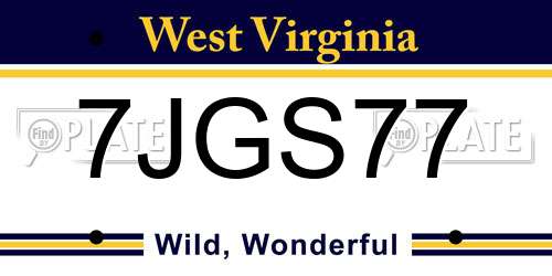 7JGS77 West Virginia License Plate