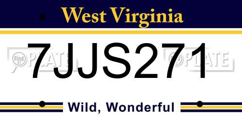 7JJS271 West Virginia License Plate