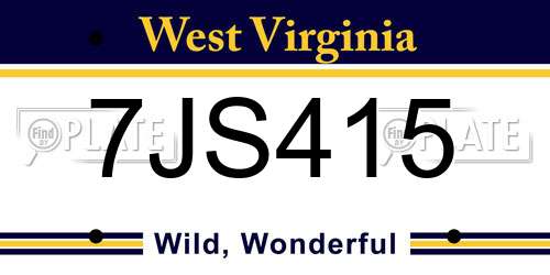 7JS415 West Virginia License Plate