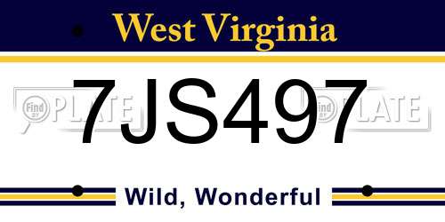 7JS497 West Virginia License Plate
