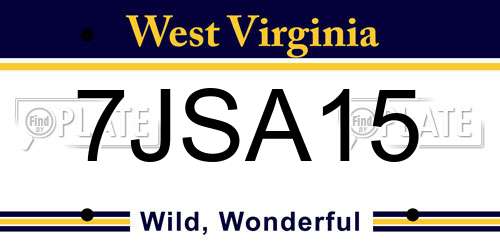 7JSA15 West Virginia License Plate