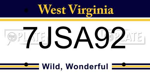 7JSA92 West Virginia License Plate