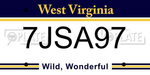 7JSA97 West Virginia License Plate
