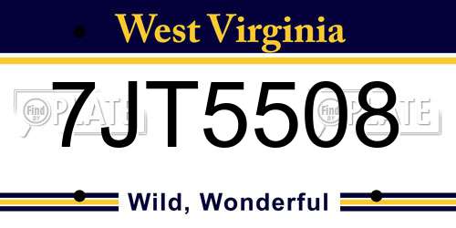 7JT5508 West Virginia License Plate