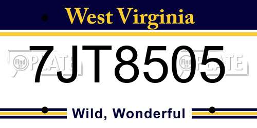7JT8505 West Virginia License Plate