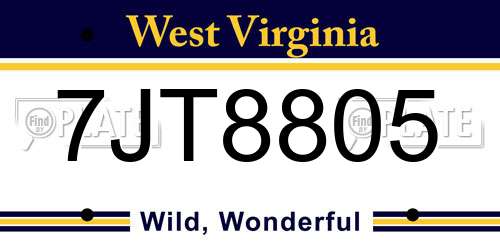 7JT8805 West Virginia License Plate