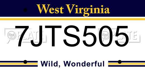 7JTS505 West Virginia License Plate