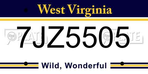 7JZ5505 West Virginia License Plate