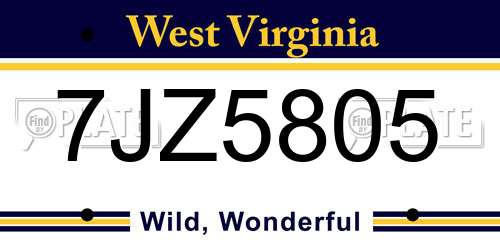 7JZ5805 West Virginia License Plate