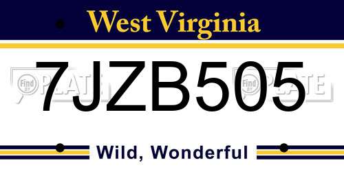 7JZB505 West Virginia License Plate