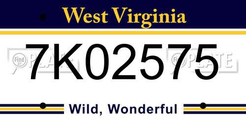 7K02575 West Virginia License Plate