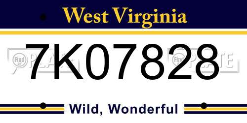 7K07828 West Virginia License Plate