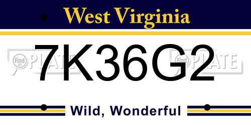 7K36G2 West Virginia License Plate