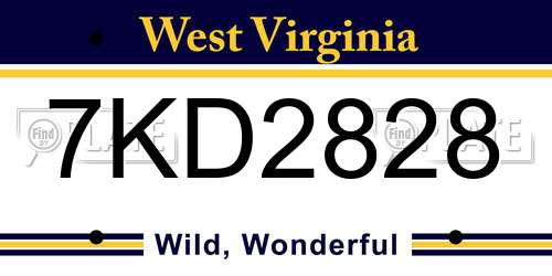 7KD2828 West Virginia License Plate