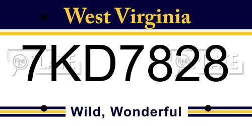 7KD7828 West Virginia License Plate